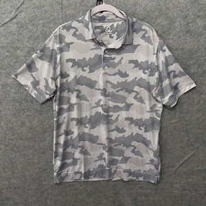Deolax Polo Shirt Mens Sz M Gray Camo Golf Performance‎ Stretch